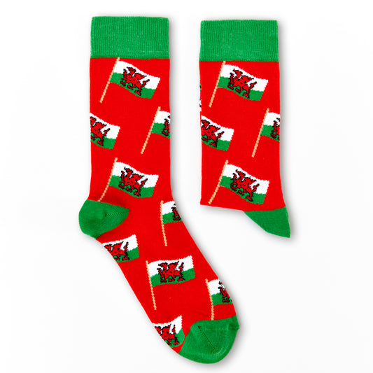 Unisex Wales Waving Flag Socks