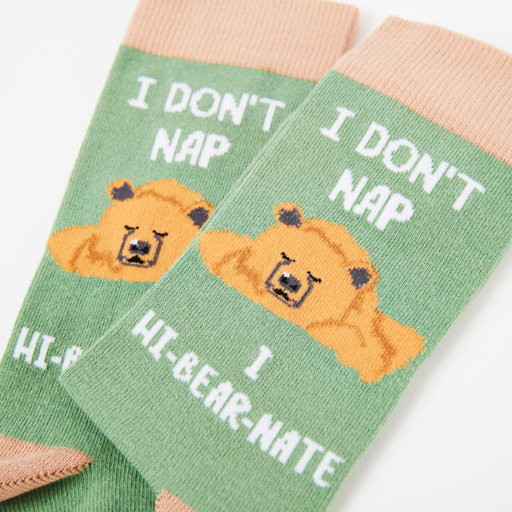 Unisex I Don't Nap I Hi-Bear-Nate Socks